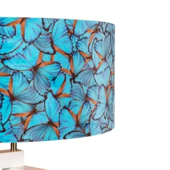 Vloerlamp tripod hout met vlinders velours kap 50 cm - Puros