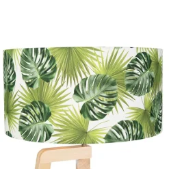 Vloerlamp tripod hout met kap leaf - Puros