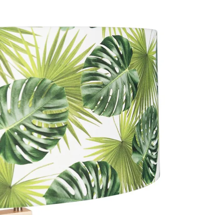 Vloerlamp tripod hout met kap leaf - Puros