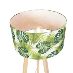 Vloerlamp tripod hout met kap leaf - Puros