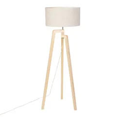 Vloerlamp tripod hout met peper kap 50 cm - Puros