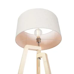 Vloerlamp tripod hout met peper kap 50 cm - Puros