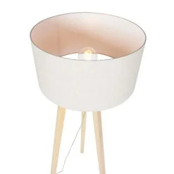 Vloerlamp tripod hout met peper kap 50 cm - Puros