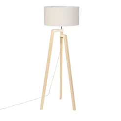 Vloerlamp tripod hout met peper kap 50 cm - Puros