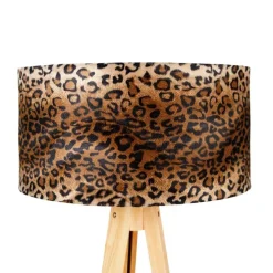 Vloerlamp tripod naturel met kap luipaard 50 cm - Tripod Classic