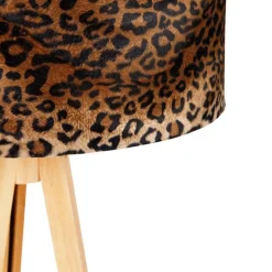 Vloerlamp tripod naturel met kap luipaard 50 cm - Tripod Classic