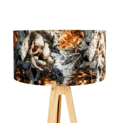 Vloerlamp tripod naturel met kap bloemen 50 cm - Tripod Classic