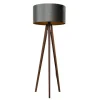 Vloerlamp tripod walnoot hout met velours kap groen 50cm - Tripod Classic