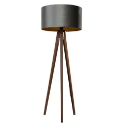 Vloerlamp tripod walnoot hout met velours kap groen 50cm - Tripod Classic