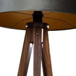 Vloerlamp tripod walnoot hout met velours kap groen 50cm - Tripod Classic