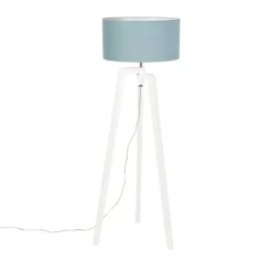 Vloerlamp tripod wit hout met mineraal kap 50 cm - Puros