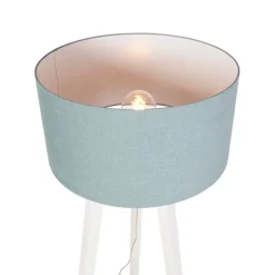 Vloerlamp tripod wit hout met mineraal kap 50 cm - Puros