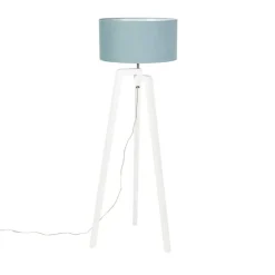 Vloerlamp tripod wit hout met mineraal kap 50 cm - Puros