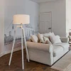Vloerlamp tripod wit hout met witte kap 50 cm - Puros
