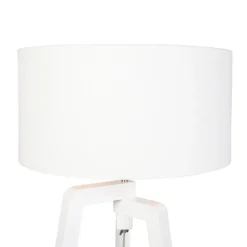 Vloerlamp tripod wit hout met witte kap 50 cm - Puros