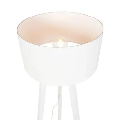 Vloerlamp tripod wit hout met witte kap 50 cm - Puros