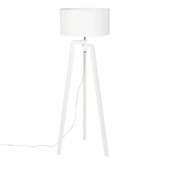 Vloerlamp tripod wit hout met witte kap 50 cm - Puros