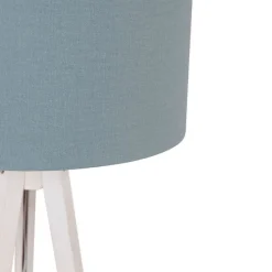 Vloerlamp tripod wit met kap lichtblauw 50 cm - Tripod Classic