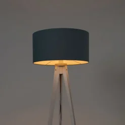 Vloerlamp tripod wit met kap lichtblauw 50 cm - Tripod Classic