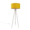 Vloerlamp tripod wit met stoffen kap geel 50cm - Tripod Classic