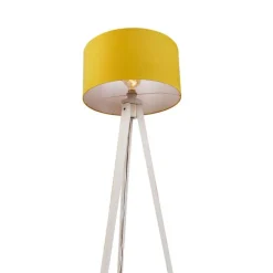 Vloerlamp tripod wit met stoffen kap geel 50cm - Tripod Classic