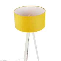 Vloerlamp tripod wit met stoffen kap geel 50cm - Tripod Classic