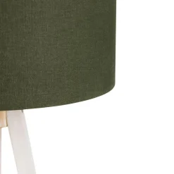 Vloerlamp tripod wit met stoffen kap donkergroen 50cm - Tripod Classic