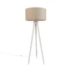 Vloerlamp tripod wit met stoffen kap lichtbruin 50cm - Tripod Classic