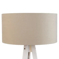 Vloerlamp tripod wit met stoffen kap lichtbruin 50cm - Tripod Classic