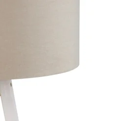 Vloerlamp tripod wit met stoffen kap lichtbruin 50cm - Tripod Classic
