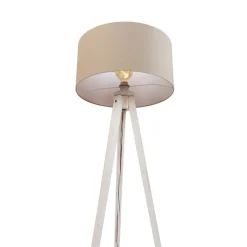 Vloerlamp tripod wit met stoffen kap lichtbruin 50cm - Tripod Classic