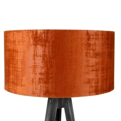 Vloerlamp tripod zwart met kap rood 50 cm - Tripod Classic