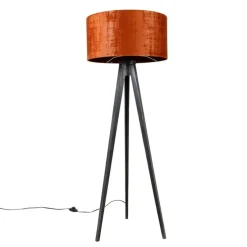 Vloerlamp tripod zwart met kap rood 50 cm - Tripod Classic