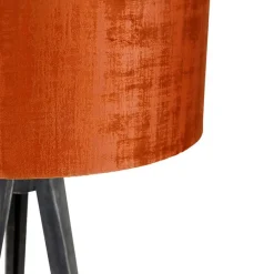 Vloerlamp tripod zwart met kap rood 50 cm - Tripod Classic