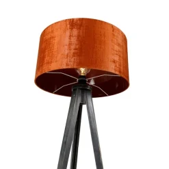 Vloerlamp tripod zwart met kap rood 50 cm - Tripod Classic