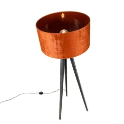 Vloerlamp tripod zwart met kap rood 50 cm - Tripod Classic