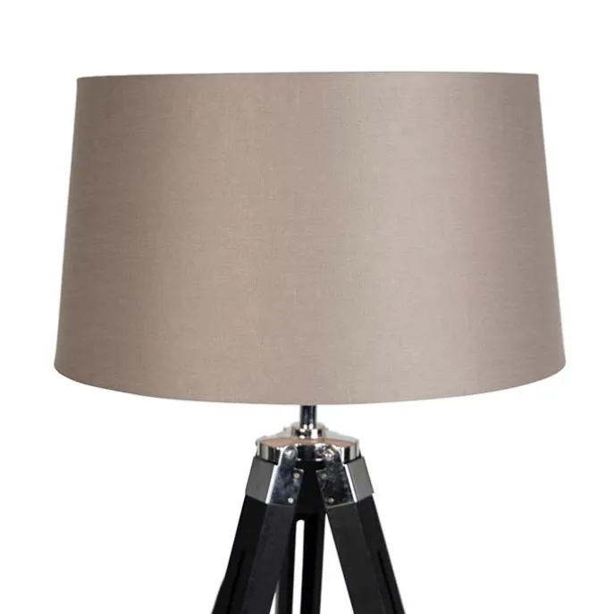 Vloerlamp Tripod zwart met kap 45cm linnen taupe