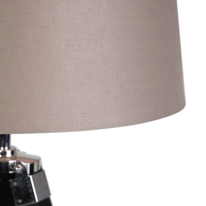 Vloerlamp Tripod zwart met kap 45cm linnen taupe