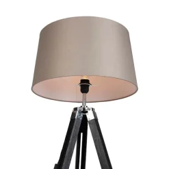 Vloerlamp Tripod zwart met kap 45cm linnen taupe