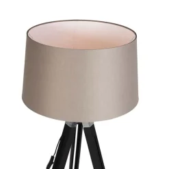 Vloerlamp Tripod zwart met kap 45cm linnen taupe