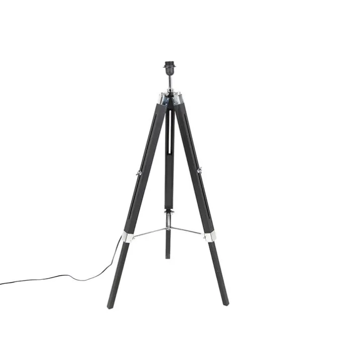 Vloerlamp Tripod zwart met kap 45cm linnen taupe