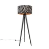 Vloerlamp tripod zwart met kap zebra 50 cm - Tripod Classic
