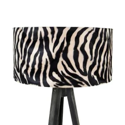 Vloerlamp tripod zwart met kap zebra 50 cm - Tripod Classic