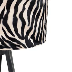 Vloerlamp tripod zwart met kap zebra 50 cm - Tripod Classic