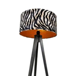 Vloerlamp tripod zwart met kap zebra 50 cm - Tripod Classic