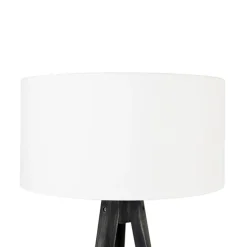 Vloerlamp tripod zwart met kap wit 50 cm - Tripod Classic