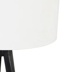 Vloerlamp tripod zwart met kap wit 50 cm - Tripod Classic