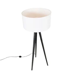 Vloerlamp tripod zwart met kap wit 50 cm - Tripod Classic