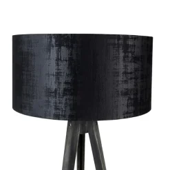 Vloerlamp tripod zwart met kap zwart 50 cm - Tripod Classic