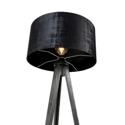 Vloerlamp tripod zwart met kap zwart 50 cm - Tripod Classic